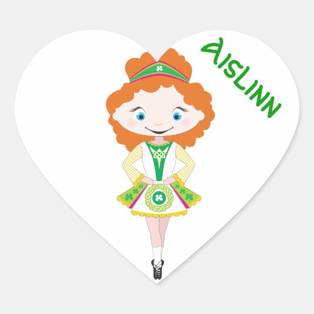 Sticker Cœur PERSONNALISÉ HEART irish danseur danse cheveux rou (Devant)