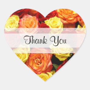 Sticker Cœur Personnalisé "Merci" Coeur Rose jaune/rouge/orange