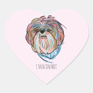 STICKER CŒUR PERSONNALISER AJOUTER PROPRE TEXTE SHIH TZU WATERC