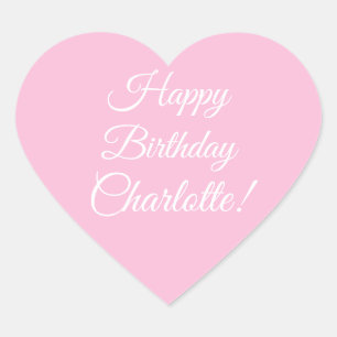 Sticker Cœur Personnaliser avec nom, Joyeux Anniversaire, rose 
