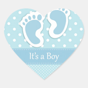 Sticker Cœur Personnaliser Baby Boy Footprints Adorable