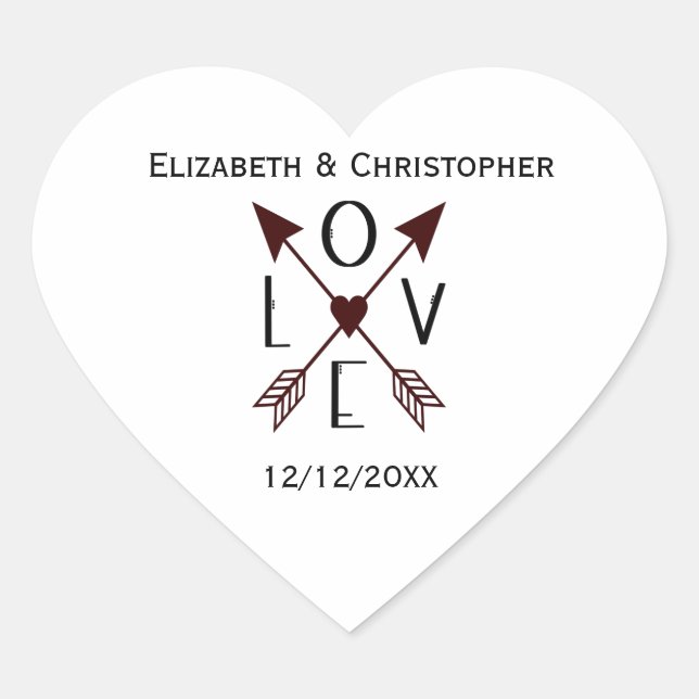 Sticker Cœur Personnaliser le Fiançailles Mariage des flèches d (Devant)