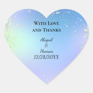 Sticker Cœur Personnaliser Mariage Paillettes Bleu Violet