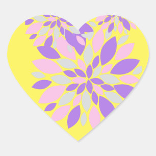 Sticker Cœur Pétales Magiques Fleurs violettes