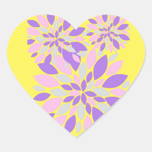 Sticker Cœur Pétales Magiques Fleurs violettes