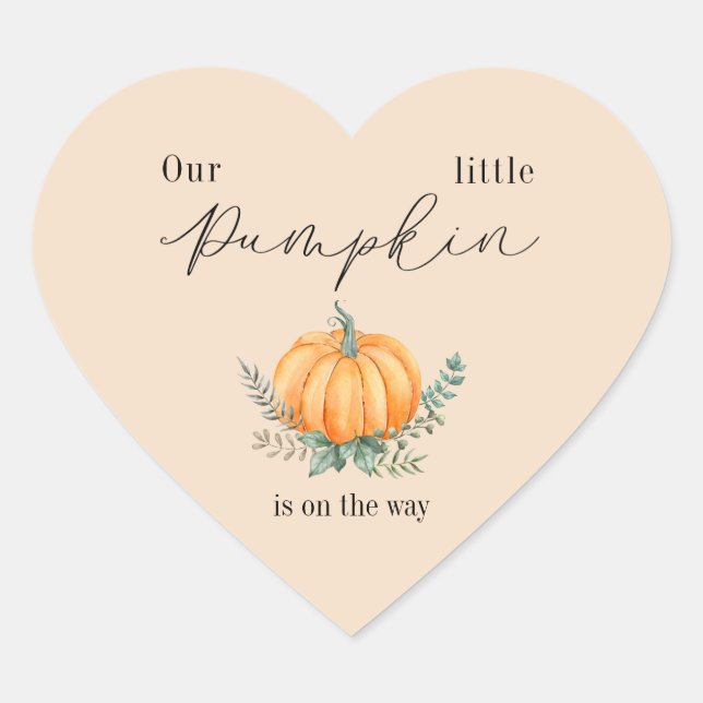 Sticker Cœur Petit Citrouille en route Baby shower (Devant)