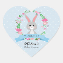 Petit lapin avec fleurs couronnes Baby shower Coeu