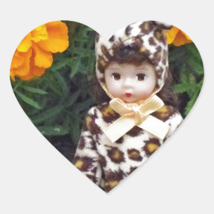 Sticker Cœur Petite fille léopard
