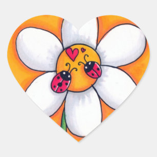 Sticker Cœur Petites coccinelles