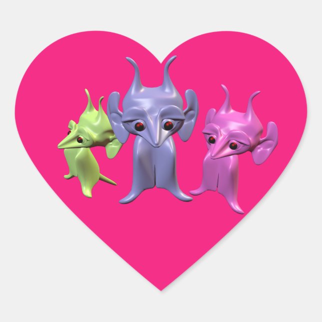 Sticker Cœur Petits Martiens (Devant)