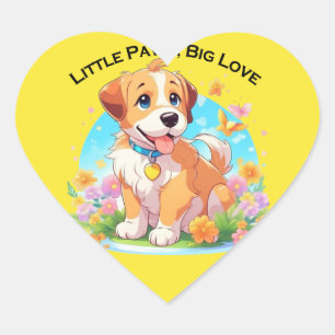 Sticker Cœur Petits Poches De Chiot Mignonne Grand Amour