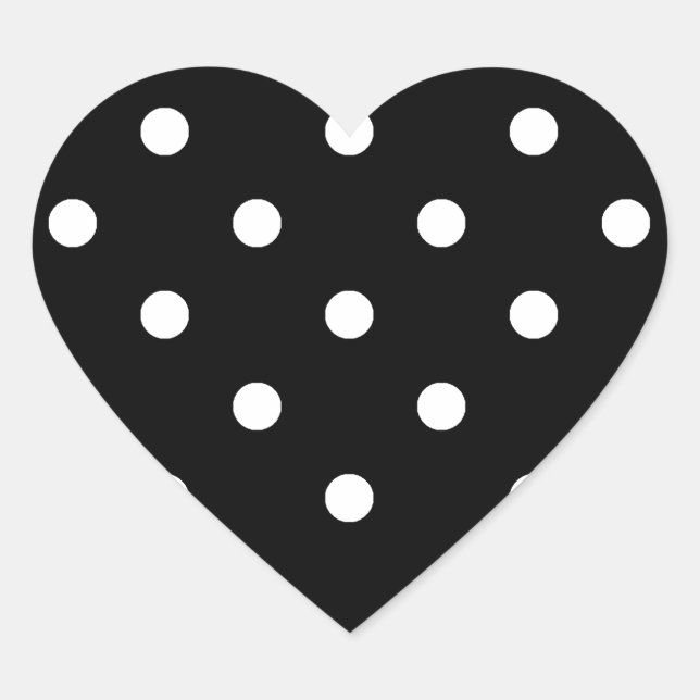 Sticker Cœur Petits Pois - Blanc sur Noir (Devant)