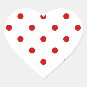 Sticker Cœur Petits Pois - Rosso Corsa en blanc