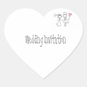 Sticker Cœur Phoques Faire-part de mariage customisés