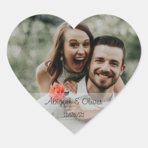 Sticker Cœur Photo de mariage personnalisée