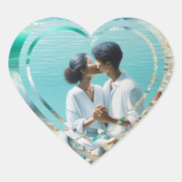Sticker Cœur Photo personnalisé cœur plage 