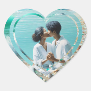 Sticker Cœur Photo personnalisé Cœur Plage