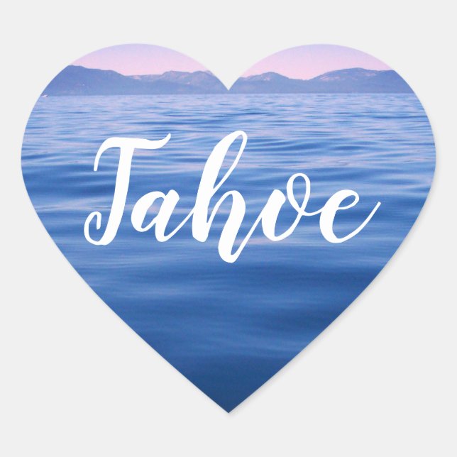 Sticker Cœur Photo personnalisée Blue Lake Tahoe Water (Devant)