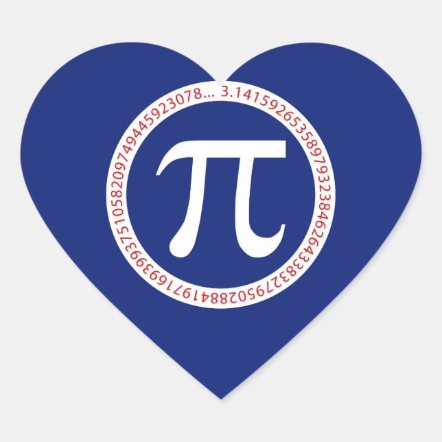 Sticker Cœur Pi Ring sur le bleu marine (Devant)