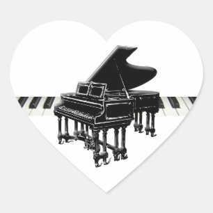 Sticker Cœur Piano à queue et clavier