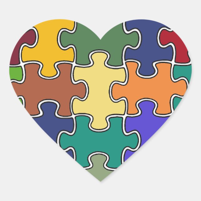Sticker Cœur pièces de puzzle couleur (Devant)