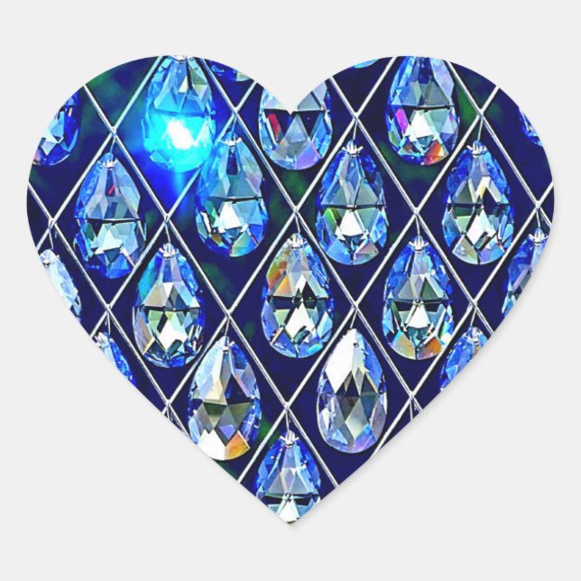 Sticker Cœur Pierre brillante diamant brillant bleu noir (Devant)