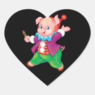 Sticker Cœur piglet rose joyeux