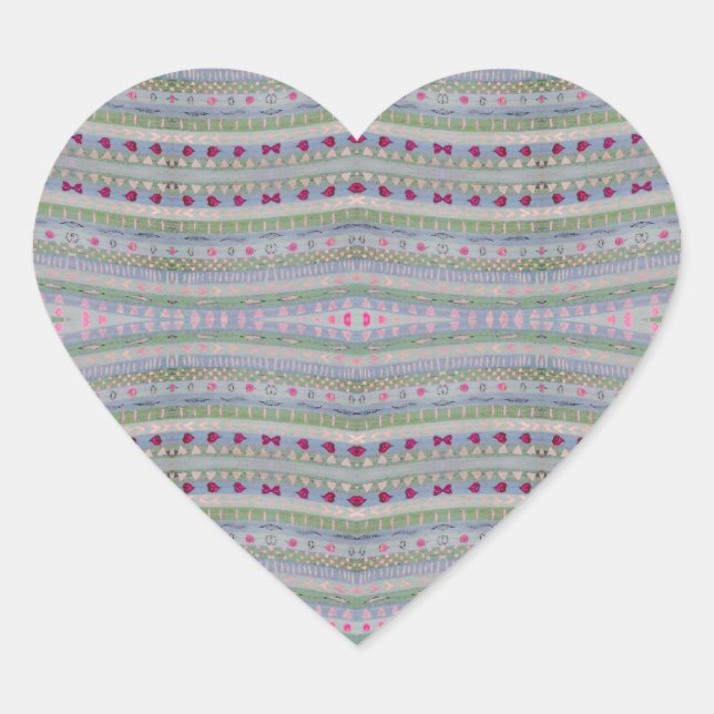 Sticker Cœur Pink and Green Pretty Hearts Motif (Devant)