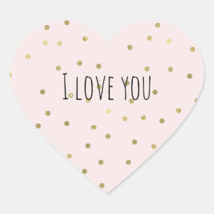 Sticker Cœur Pink Blush Gold Sparkle Confetti Love