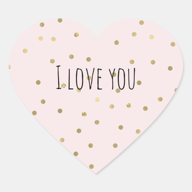 Sticker Cœur Pink Blush Gold Sparkle Confetti Love (Devant)