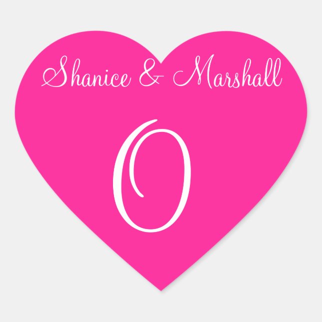 Sticker Cœur Pink profond de vos propres Mariages initiaux (Devant)