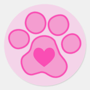 Sticker Coeur Pink Puppy Paws