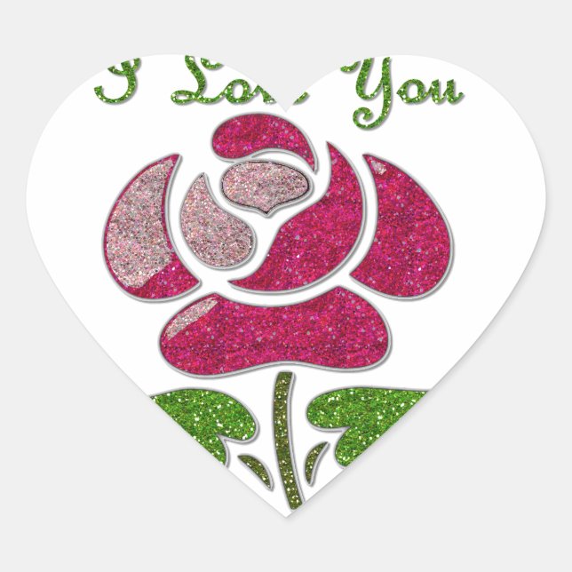 Sticker Cœur Pink Stencil Rose I Love You (Devant)