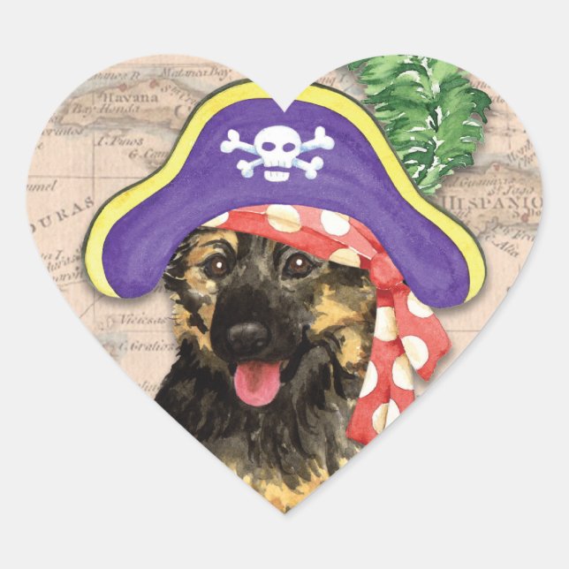 Sticker Cœur Pirate berger allemand (Devant)