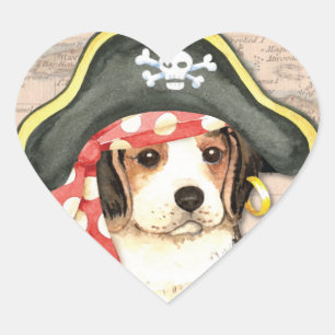 Sticker Cœur Pirate de beagle