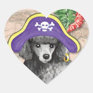 Sticker Cœur Pirate de caniche miniature