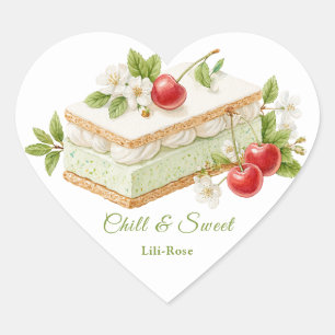 Sticker Cœur Pistachio Crème glacée Sandwich Day Aquarelle