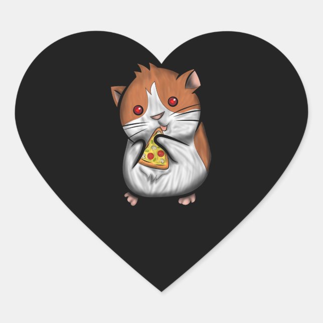 Sticker Cœur Pizza Cute Hamster (Devant)