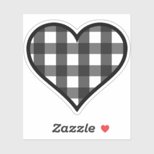 Sticker Coeur plaid de buffle noir et blanc