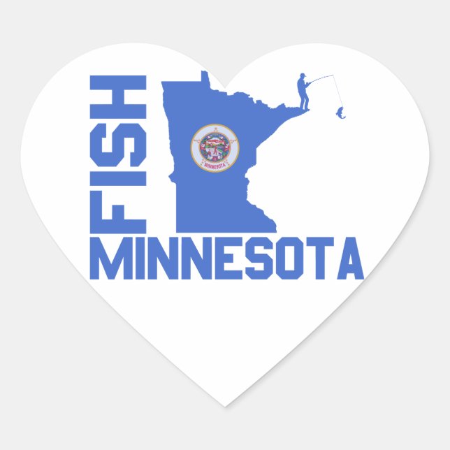 Sticker Cœur Plan de l'État du Minnesota de Poisson (Devant)