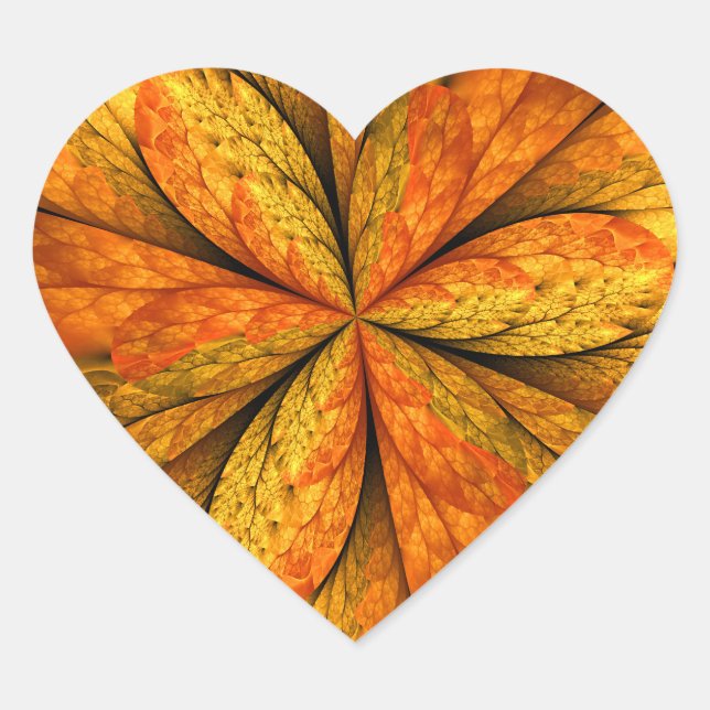 Sticker Cœur Plante d'automne, art fractal abstrait moderne de  (Devant)