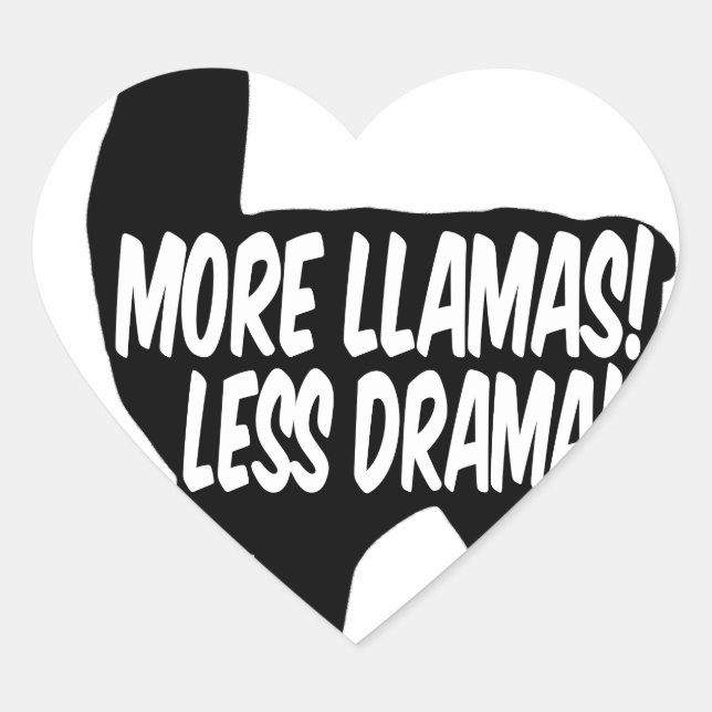 Sticker Cœur Plus de lamas moins de drame (Devant)