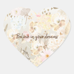 Sticker Cœur Plutôt Neutre Crème Rose Floral