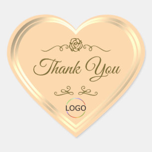 Sticker Cœur Poche légère avec cadre or et Merci logo