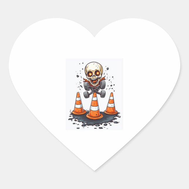 Sticker Cœur Pogo Bones � Crazy Skeleton en mouvement (Devant)