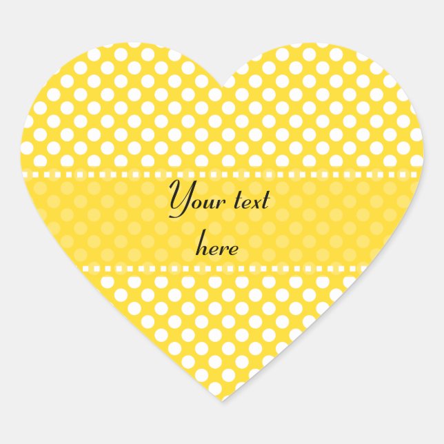 Sticker Cœur Pointe Polka blanche et jaune (Devant)
