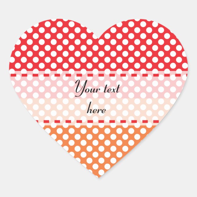 Sticker Cœur Pointe Polka blanche, rouge et orange (Devant)