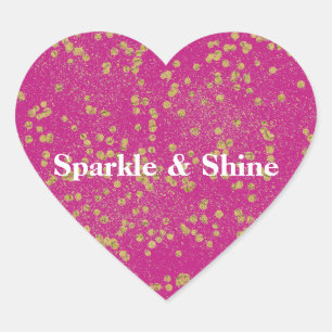 Sticker Cœur Points Confetti Glitzy Rose Or Étincelle