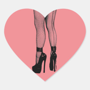 Sticker Cœur Poireaux de femmes Fishnet Stockage mode Enk Dessi