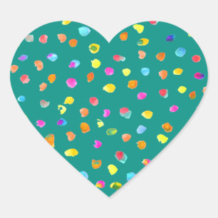 Sticker Cœur Pois aquarelle boho pop art